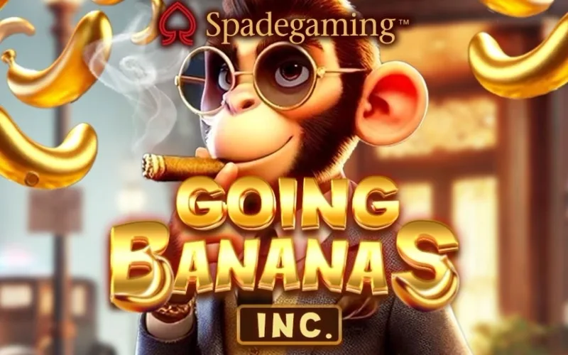 Portada del juego Going Bananas Inc con mono ejecutivo