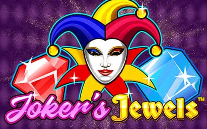 Portada morada del juego Joker's Jewels con bufón y gemas